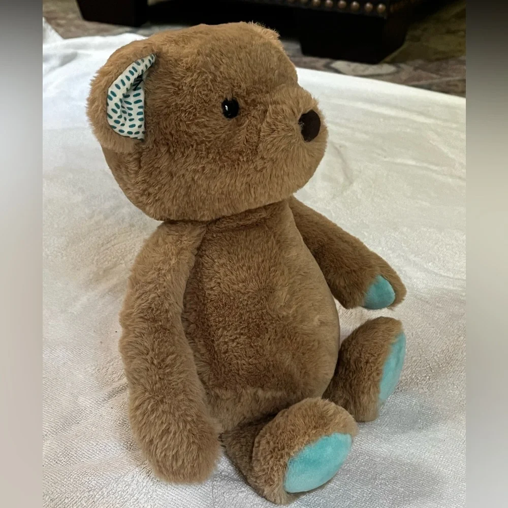 B Softies Teddy Bear Plush Brown Blue Turquoise Paws Stuffed Animal Toy